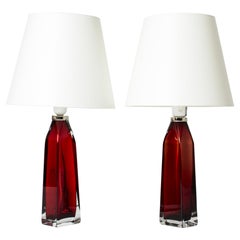 Lampade da tavolo in vetro del Medioevo di Carl Fagerlund, Orrefors, Svezia, anni '60