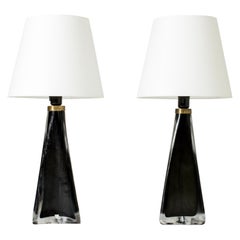 Midcentury Glass Table Lamps by Carl Fagerlund, Orrefors, Sweden, 1960s