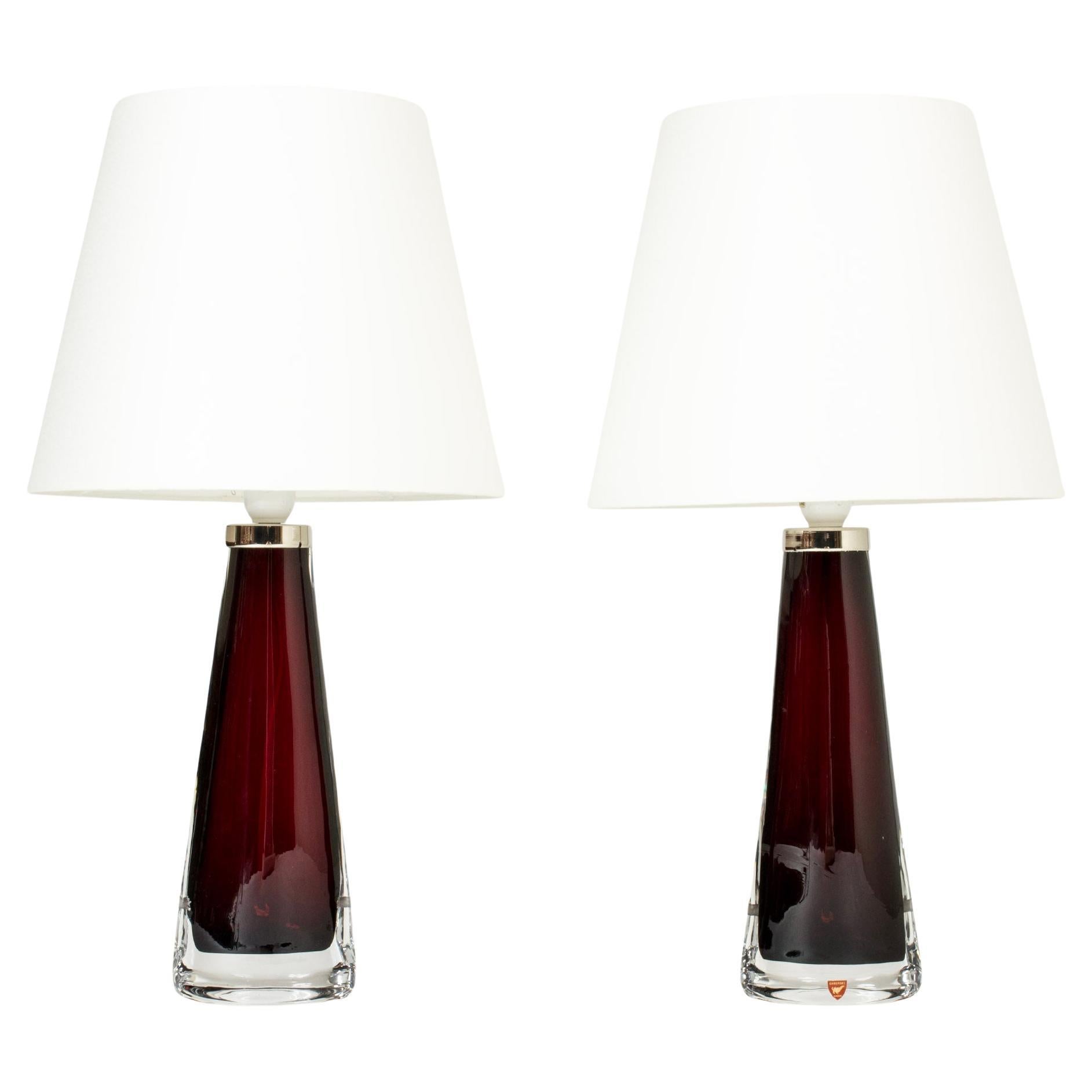 Midcentury Glass Table Lamps by Carl Fagerlund, Orrefors, Sweden, 1960s For Sale