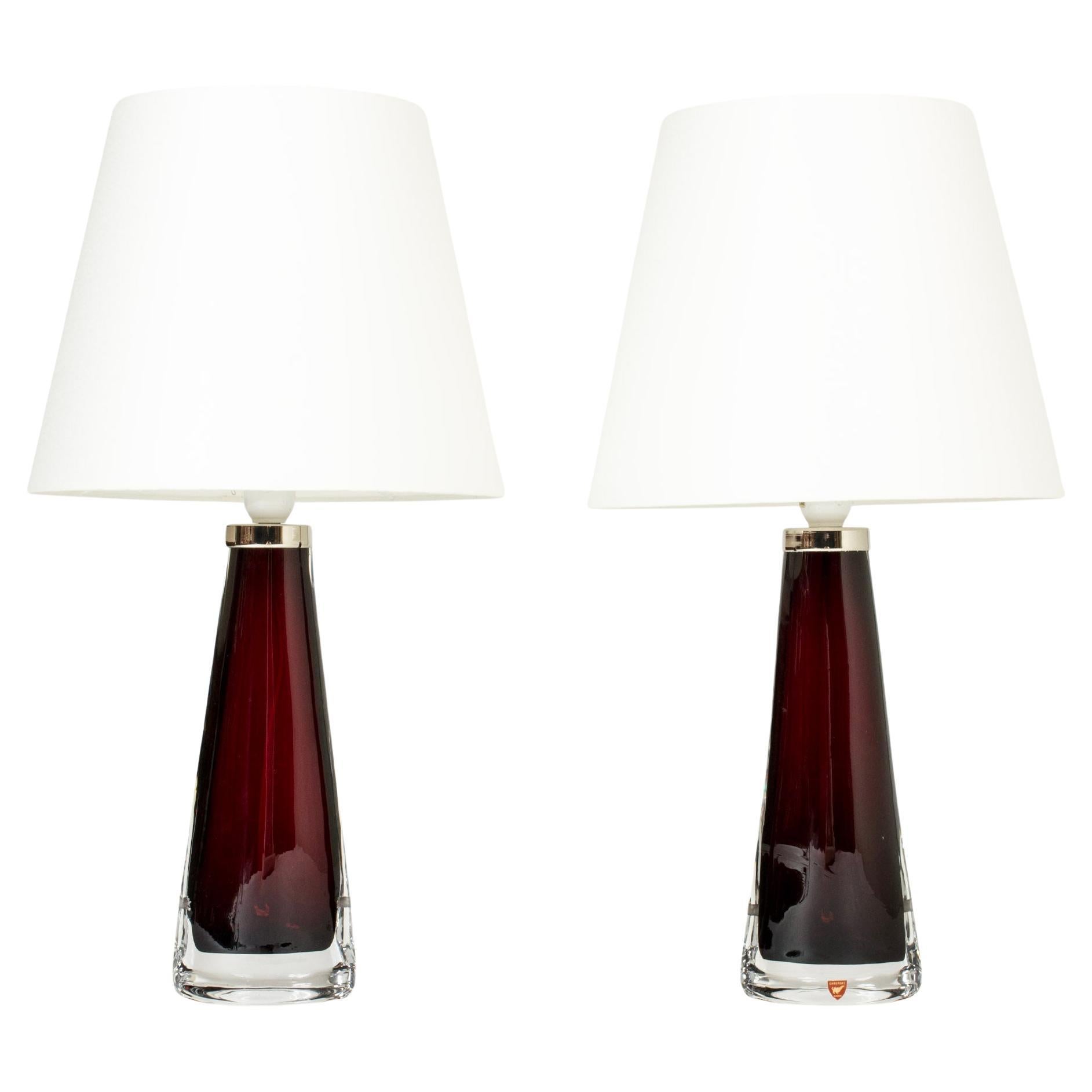 Midcentury Glass Table Lamps by Carl Fagerlund, Orrefors, Sweden, 1960s