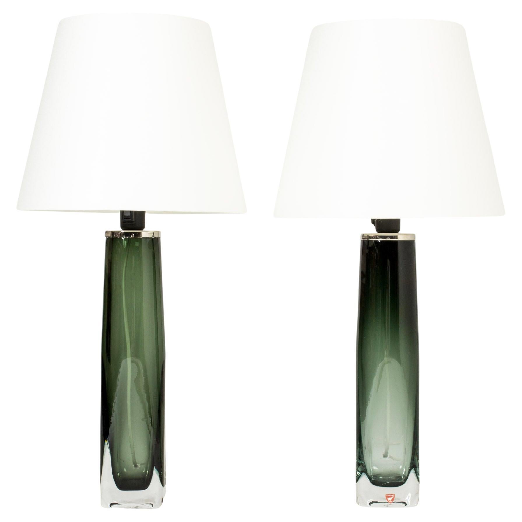 Midcentury Glass Table Lamps by Carl Fagerlund, Orrefors, Sweden, 1960s