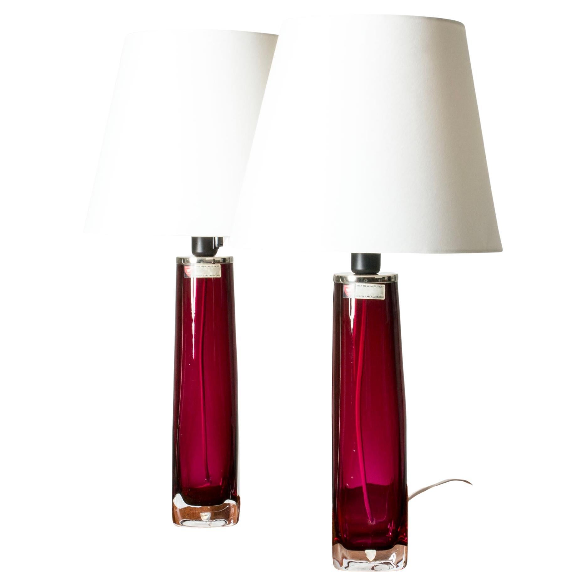 Glas-Tischlampen aus der Mitte des Jahrhunderts von Carl Fagerlund, Orrefors, Schweden, 1960er Jahre