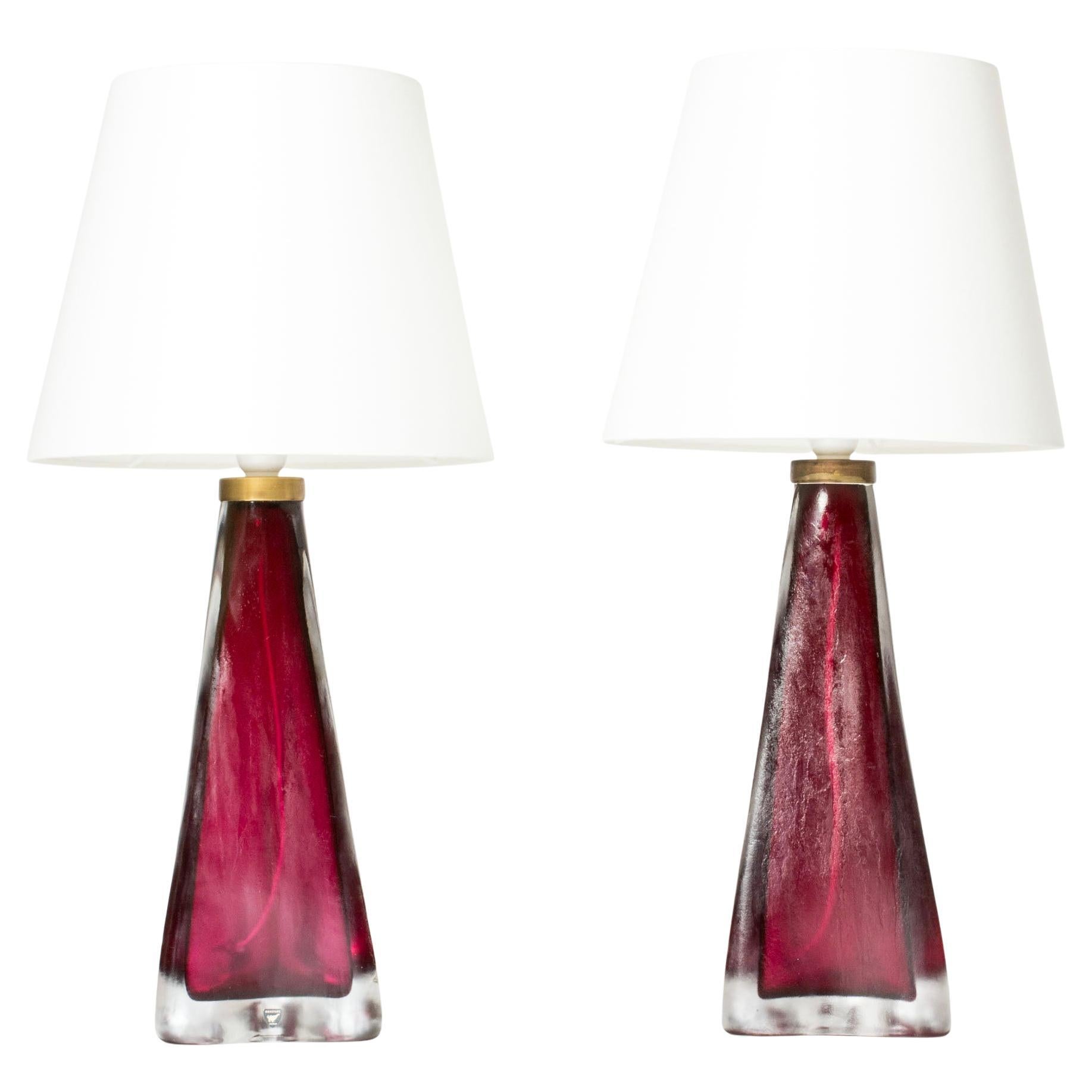 Midcentury Glass Table Lamps by Carl Fagerlund, Orrefors, Sweden, 1960s