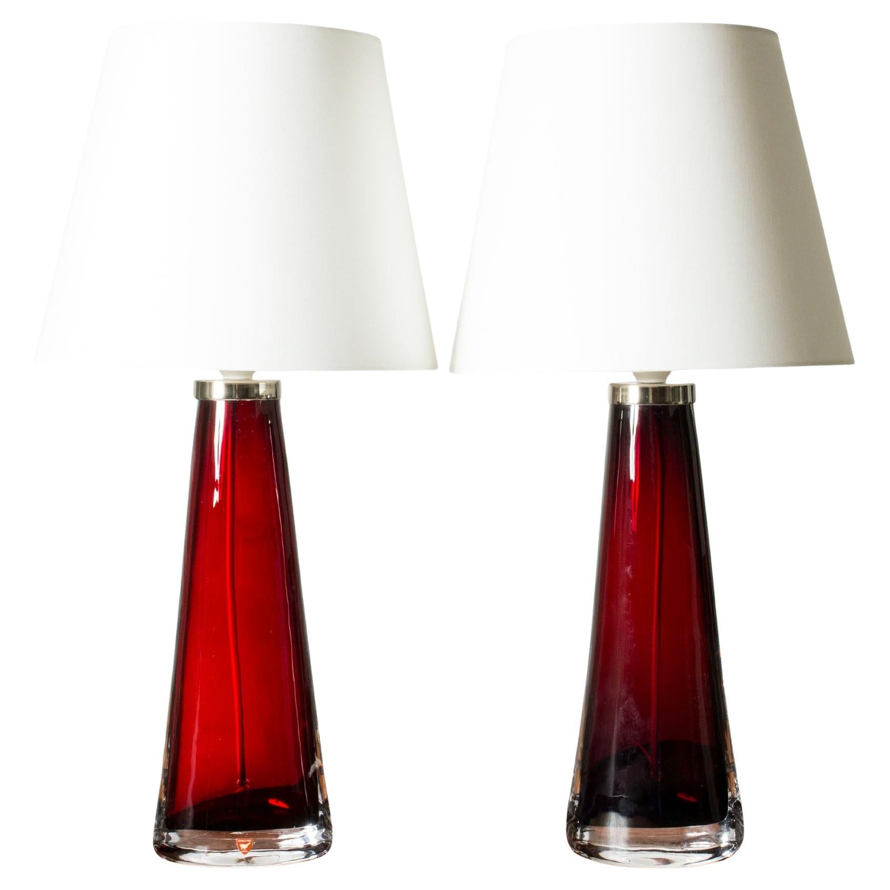 Midcentury Glass Table Lamps by Carl Fagerlund, Orrefors, Sweden, 1960s