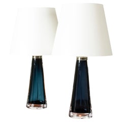 Midcentury Glass Table Lamps by Carl Fagerlund, Orrefors, Sweden, 1960s