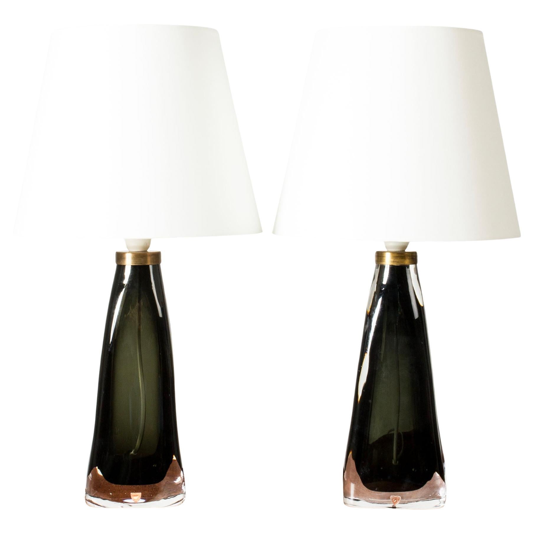 Midcentury Glass Table Lamps by Carl Fagerlund, Orrefors, Sweden, 1960s For Sale
