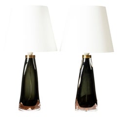 Midcentury Glass Table Lamps by Carl Fagerlund, Orrefors, Sweden, 1960s