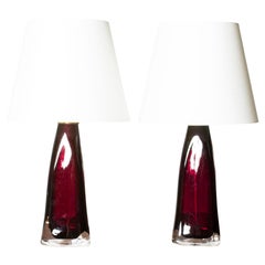 Midcentury Glass Table Lamps by Carl Fagerlund, Orrefors, Sweden, 1960s