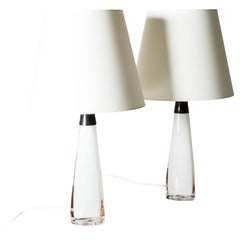 Midcentury Glass Table Lamps by Carl Fagerlund, Orrefors, Sweden, 1960s