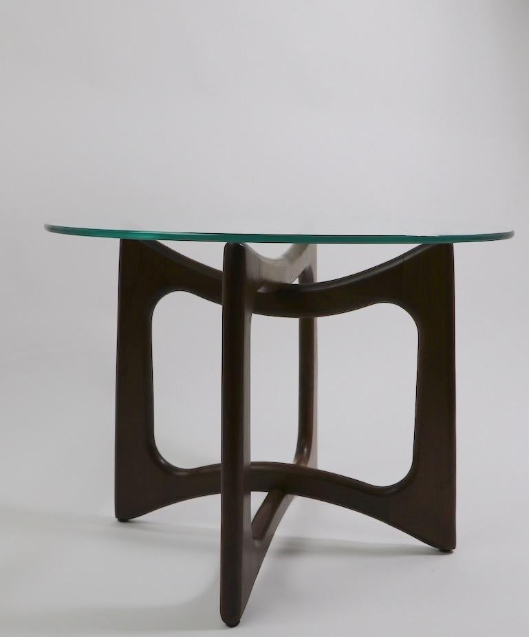 Mid Century Glass Top End Table with Sculpted Wood Base by Pearsall 3