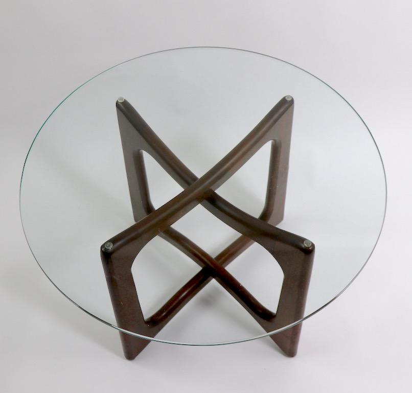 Mid-Century Modern Mid Century Glass Top End Table with Sculpted Wood Base by Pearsall