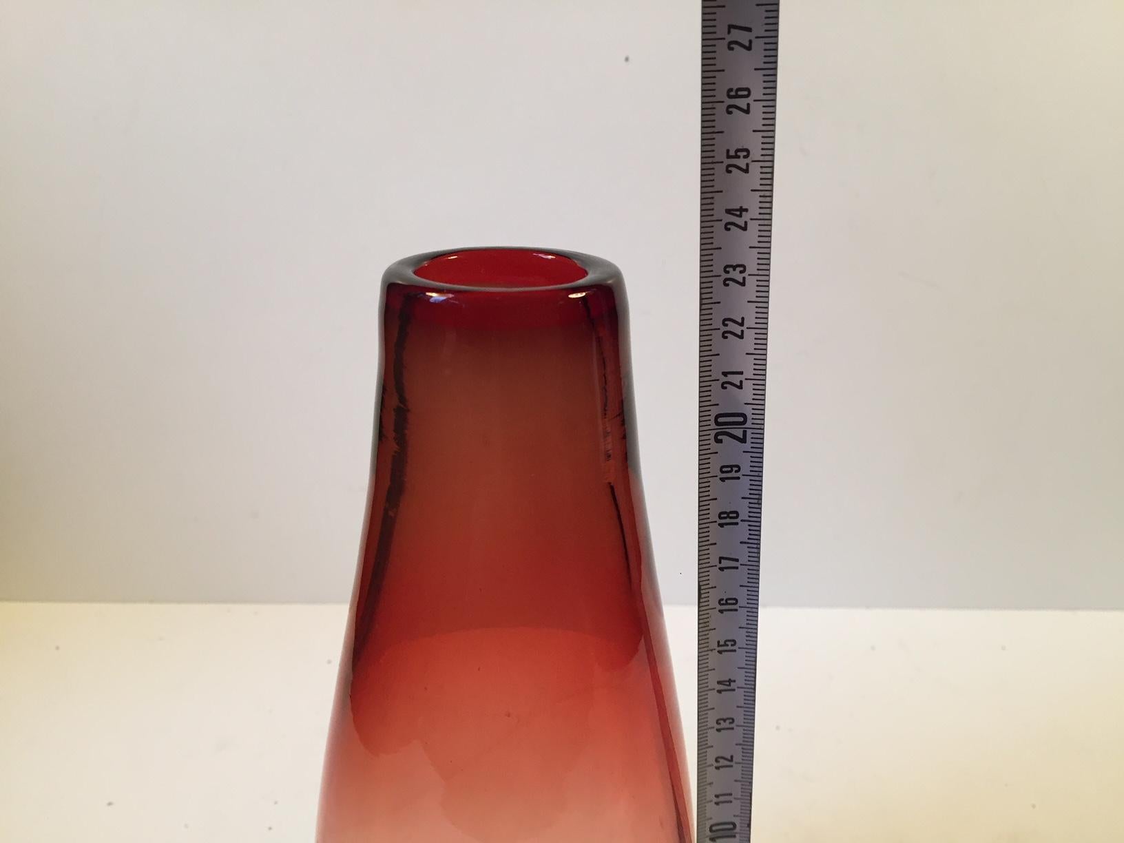 Swedish Midcentury Glass Vase by Nils Landberg for Orrefors, 1950s For Sale