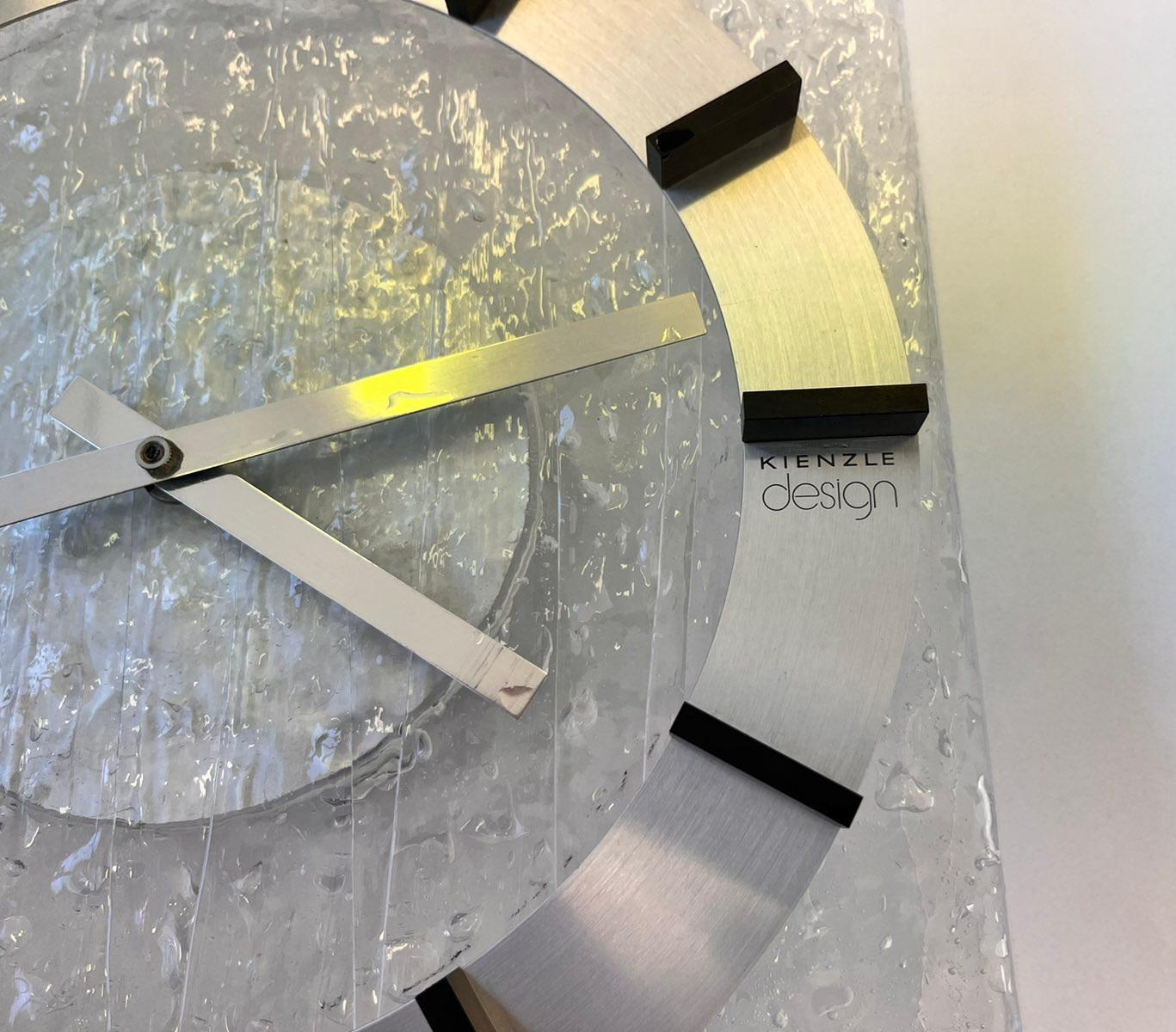 MIdcentury Glass Wall Clock Kienzle Design, Germany, 1970s In Good Condition For Sale In Praha, CZ