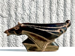 Midcentury Glazed Ceramic Horse Profile Lamp