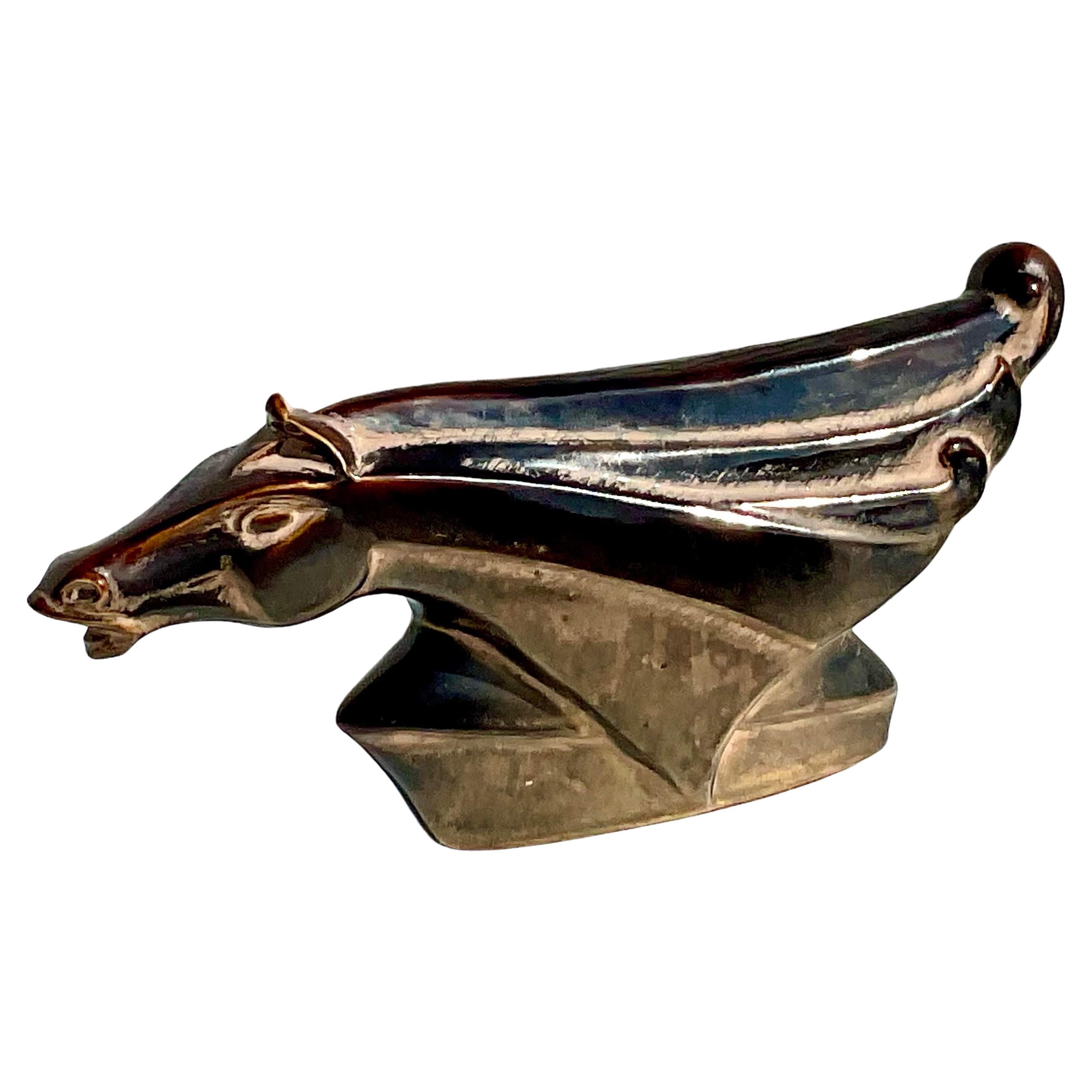 Midcentury Glazed Ceramic Horse Profile Lamp