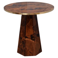 Midcentury Goatskin and Brass Side Table, 1970