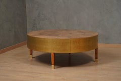 MidCentury GoatSkin and Brass Sofà Table, 1970