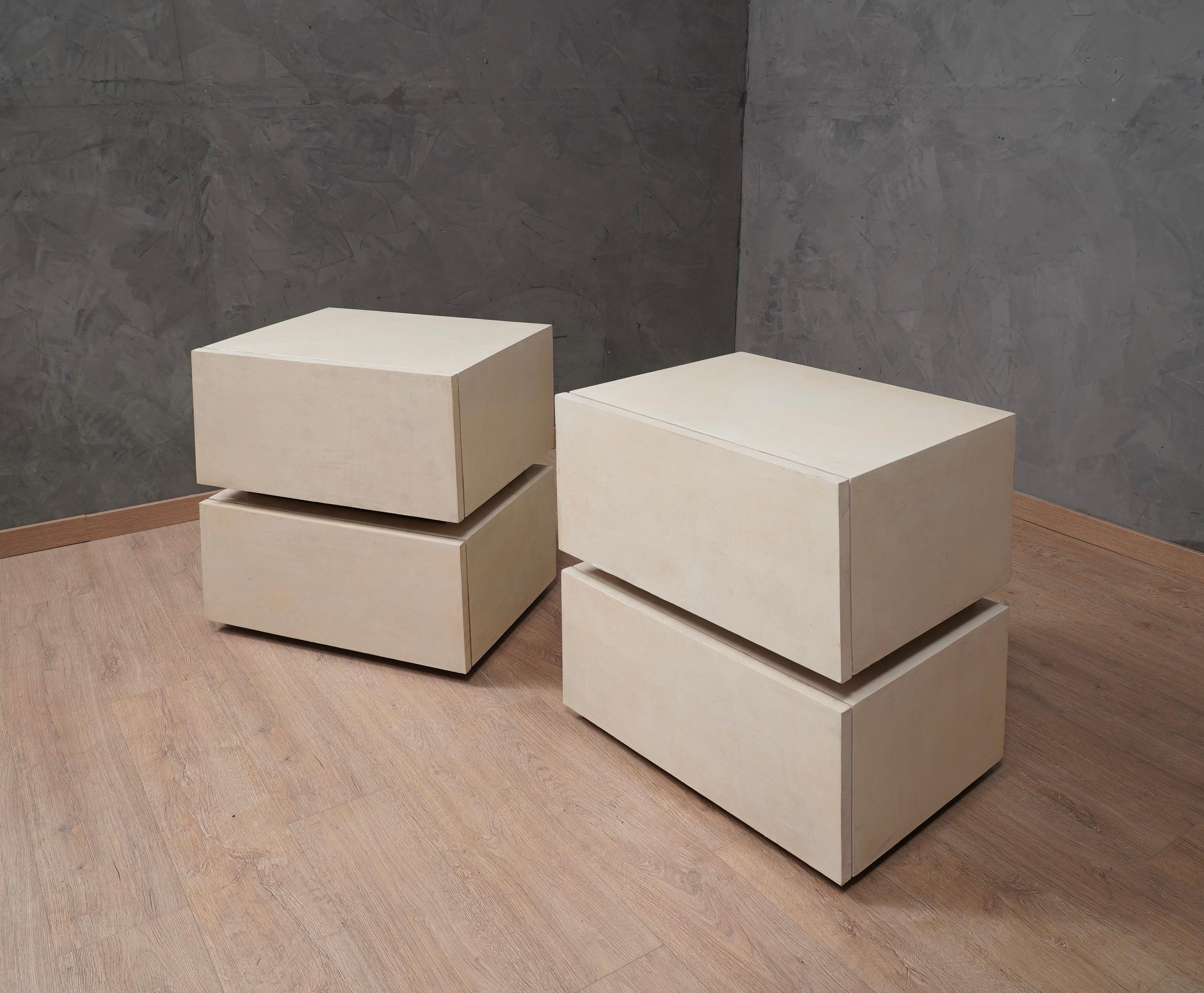 MidCentury Goatskin Italian Commode and Chest of Drawer Night Stand, 1990 2