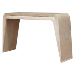 Retro MidCentury Goatskin Italian Console Table, 1990