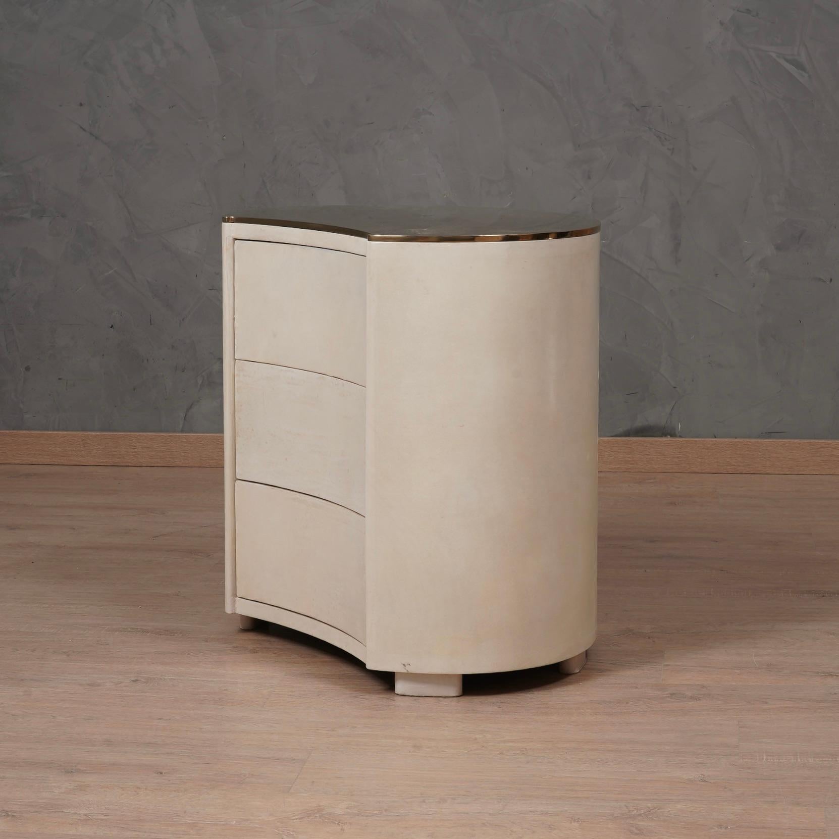 MidCentury Goatskin Italian Night Stand, 1980 1