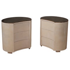 Comodino italiano in pelle di capra del MidCentury, 1980