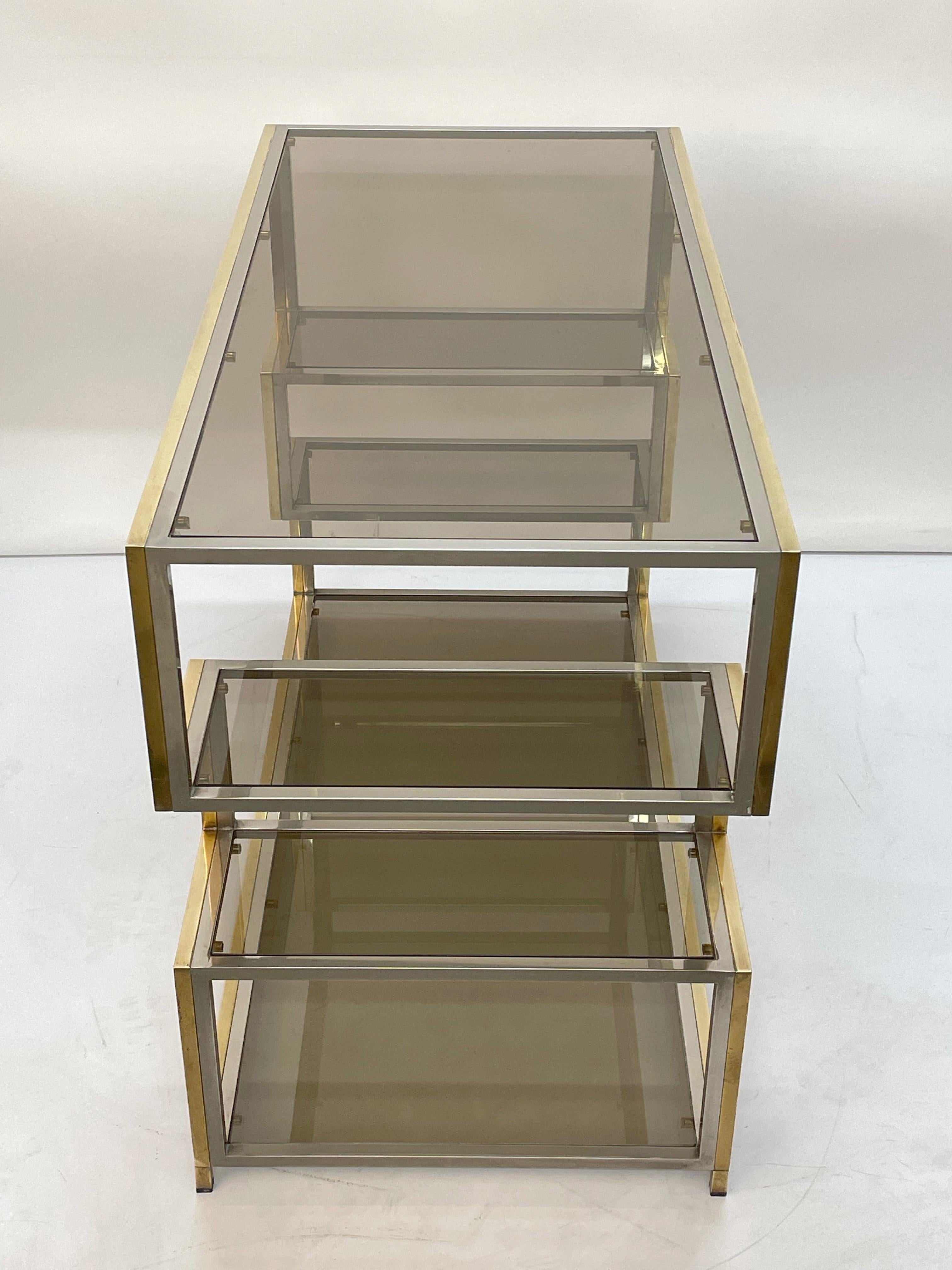 Midcentury Gold Brass and Glass Italian Console Table in Romeo Rega Style, 1970s For Sale 12