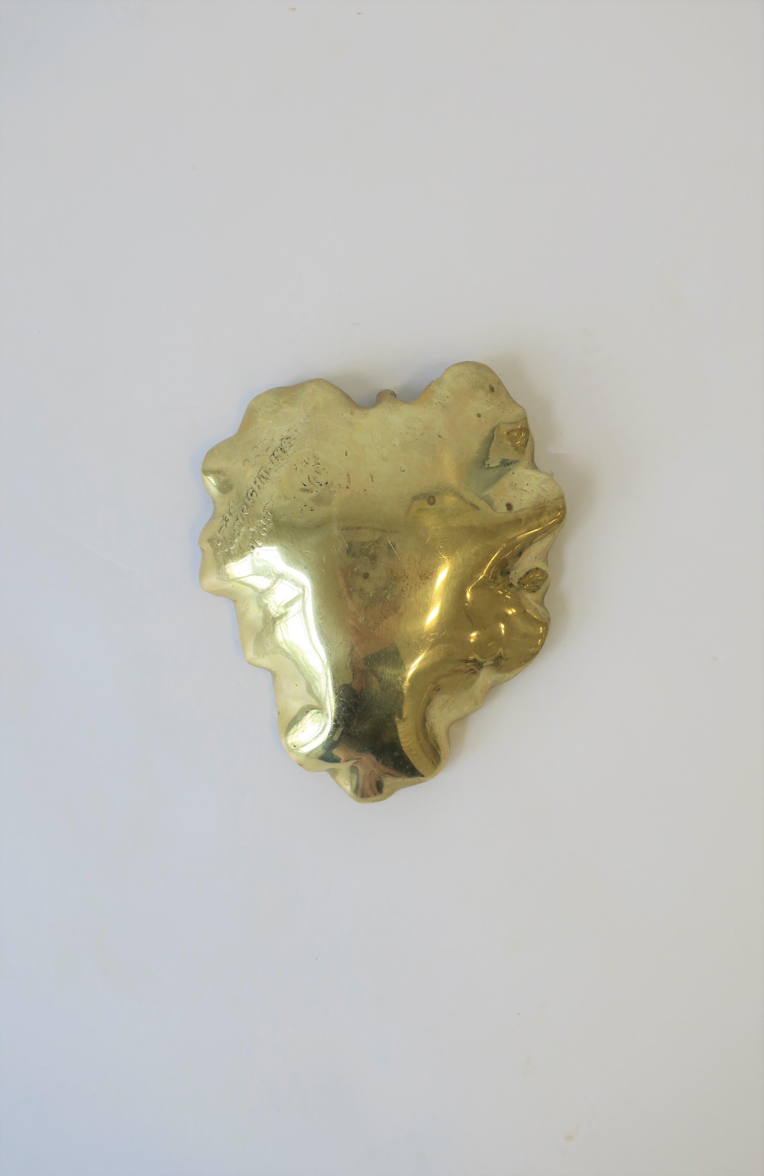 Gold Brass Decorative Leaf Plate or Jewelry Dish 1