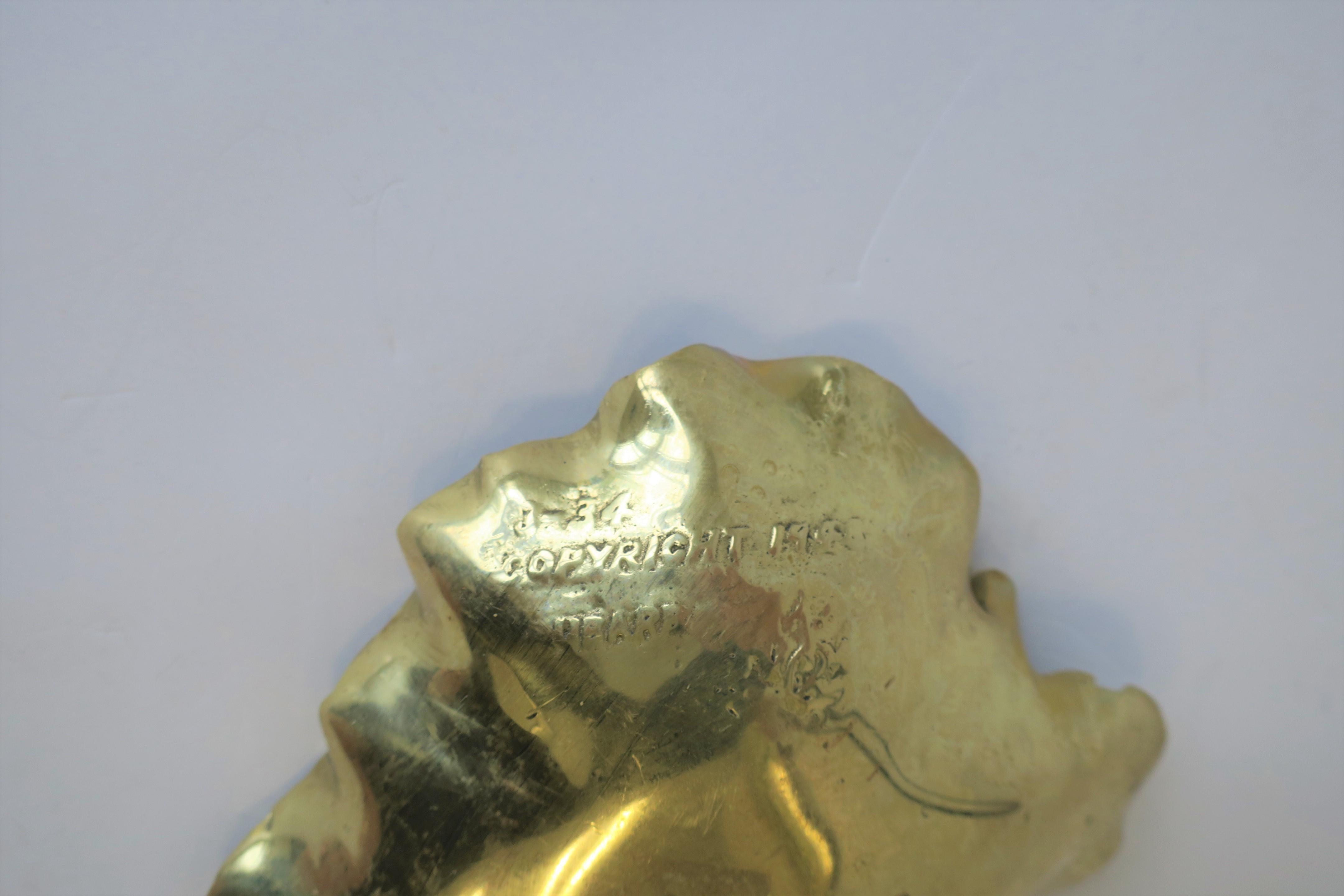 Gold Brass Decorative Leaf Plate or Jewelry Dish 2