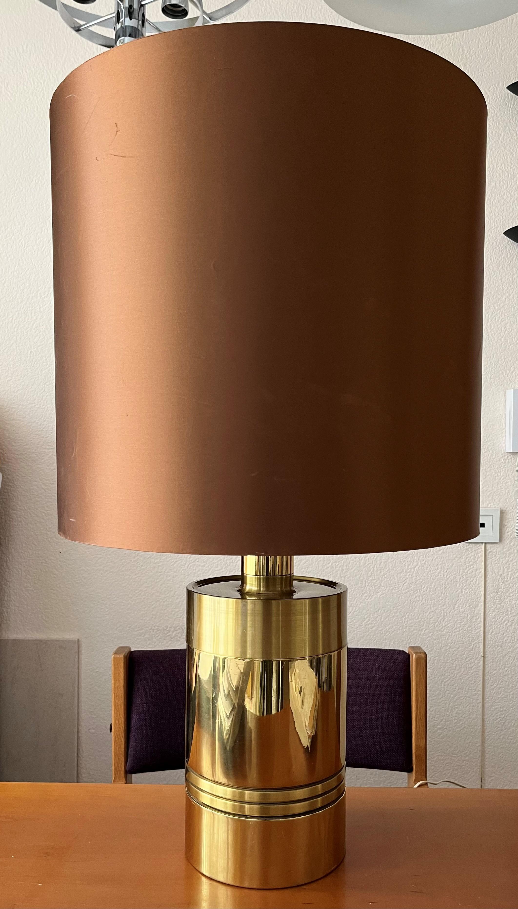 Mid-Century Modern Midcentury Gold Brass Huge Table Lamp by Clar, 1970s