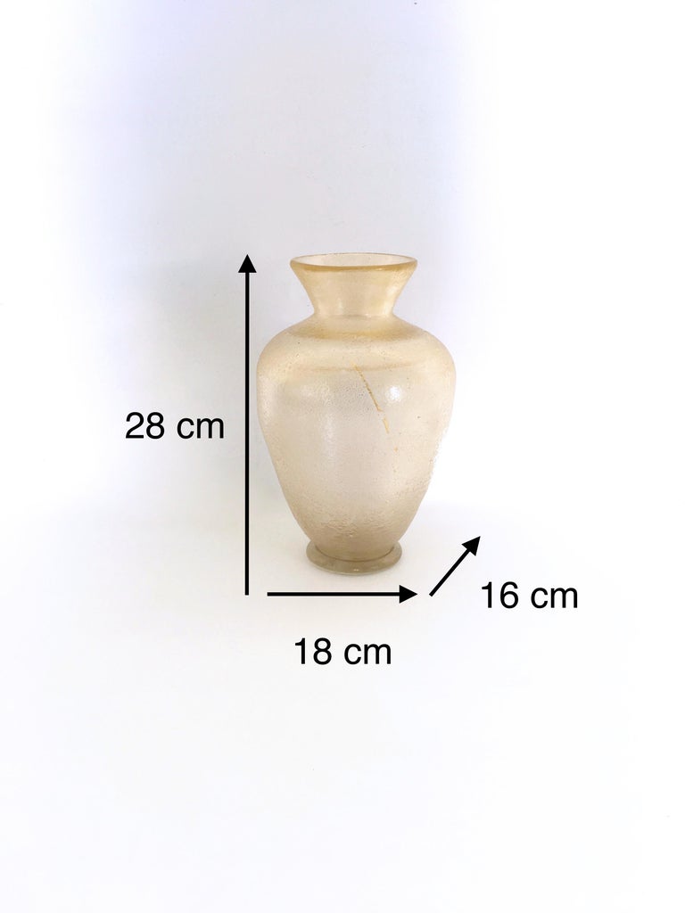 Midcentury Gold Flecked Blown Glass Vase by Seguso, Italy, 1940s For