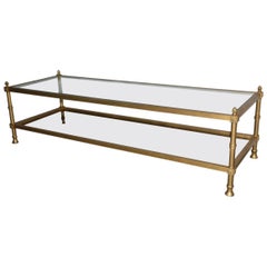 Midcentury Gold Gilt Metal and Glass Coffee Table