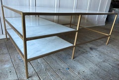 MidCentury Modern Gold Gilt Metal and Marble Three Tier Coffee Table