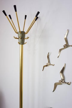 Midcentury Gold Metal Coat Rack Industrial Style