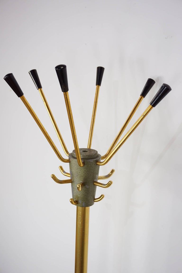 Midcentury Gold Metal Coat Rack Industrial Style For Sale at 1stDibs