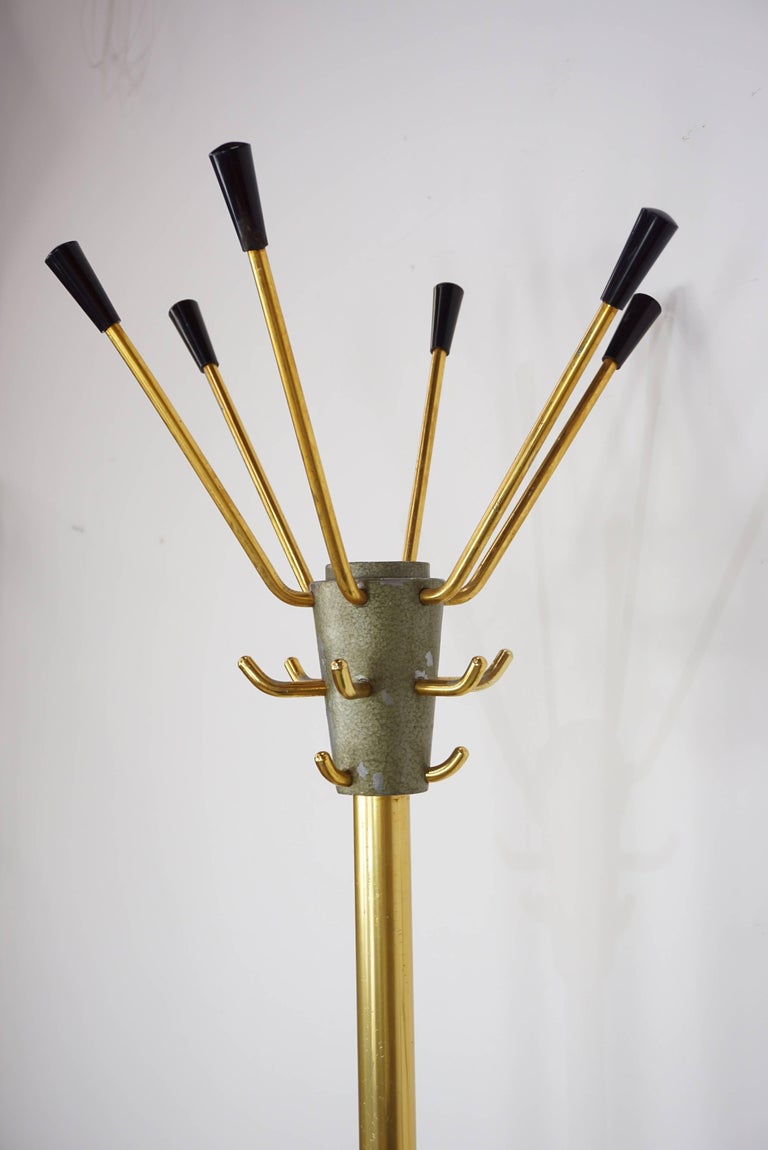 Midcentury Gold Metal Coat Rack Industrial Style For Sale at 1stDibs