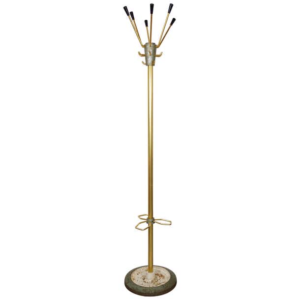 Midcentury Gold Metal Coat Rack Industrial Style For Sale at 1stDibs ...