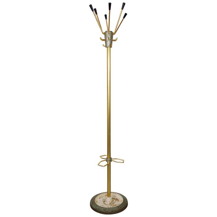 Midcentury Gold Metal Coat Rack Industrial Style For Sale at 1stDibs ...