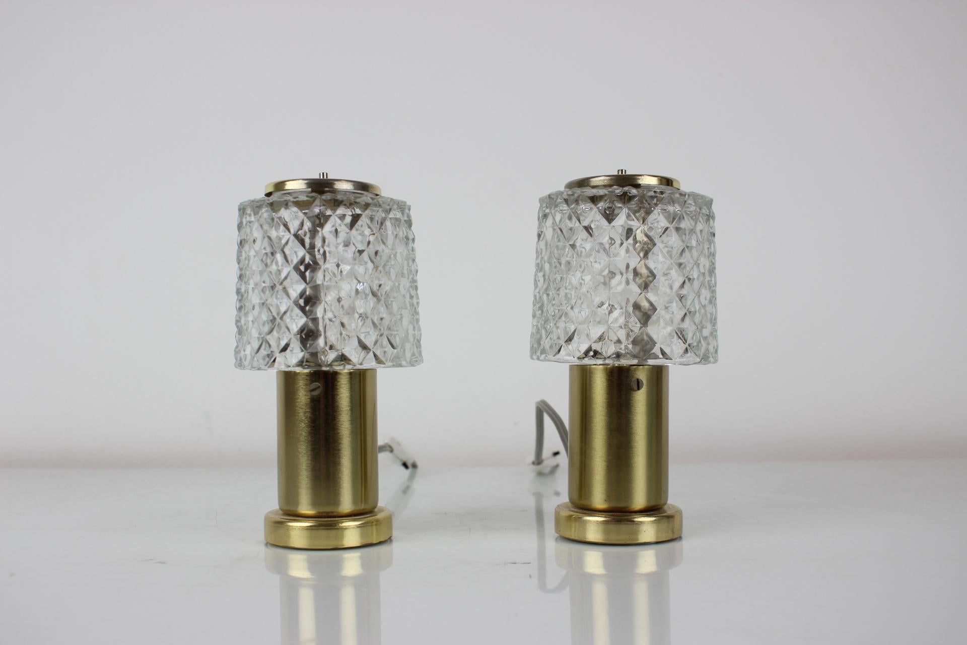 Mid-Century Modern Midcentury Gold Table Lamps, Kamenický Šenov, Preciosa, 1970s For Sale