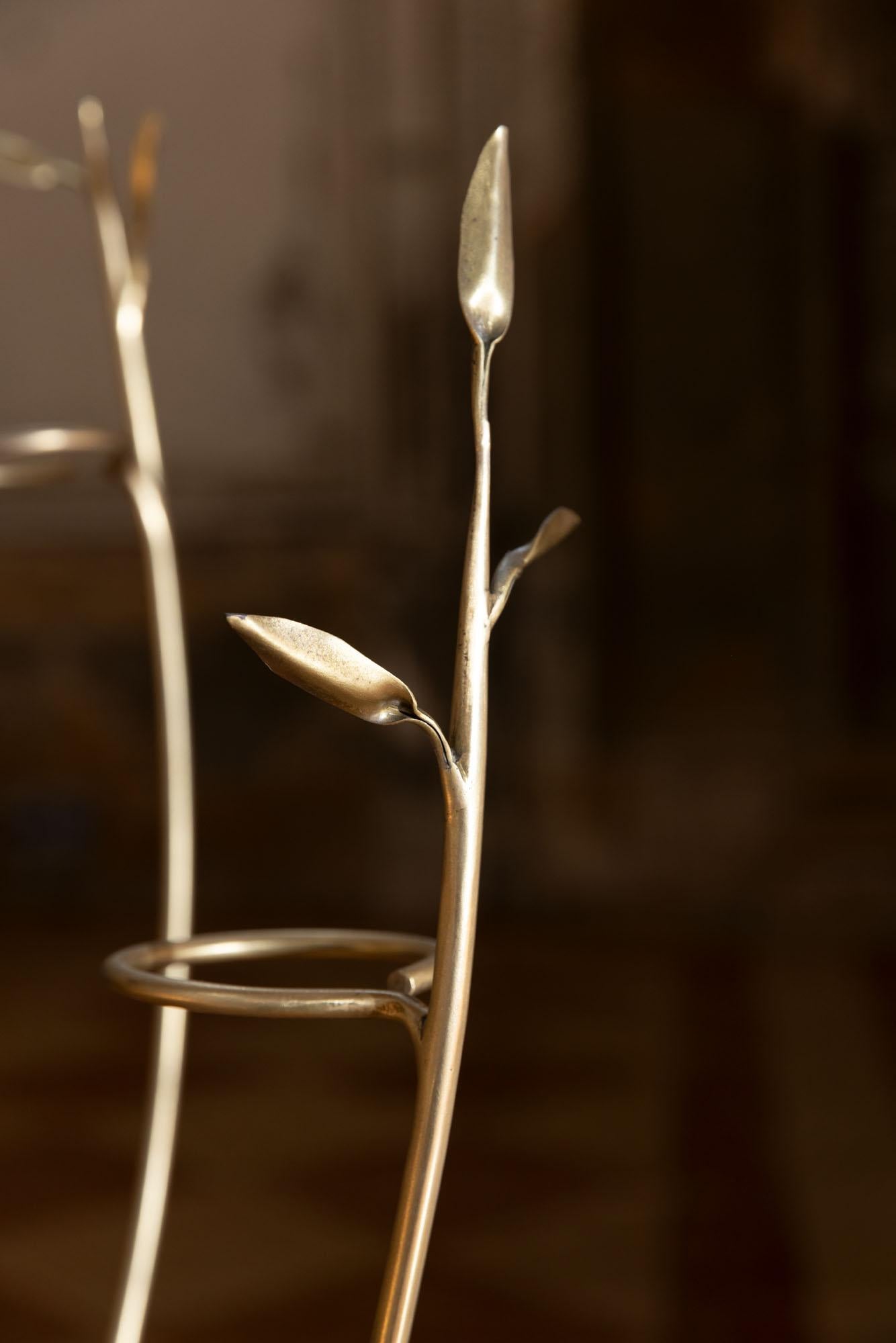 Mid-20th Century Midcentury golden brass vase holder, Italy 1950 For Sale