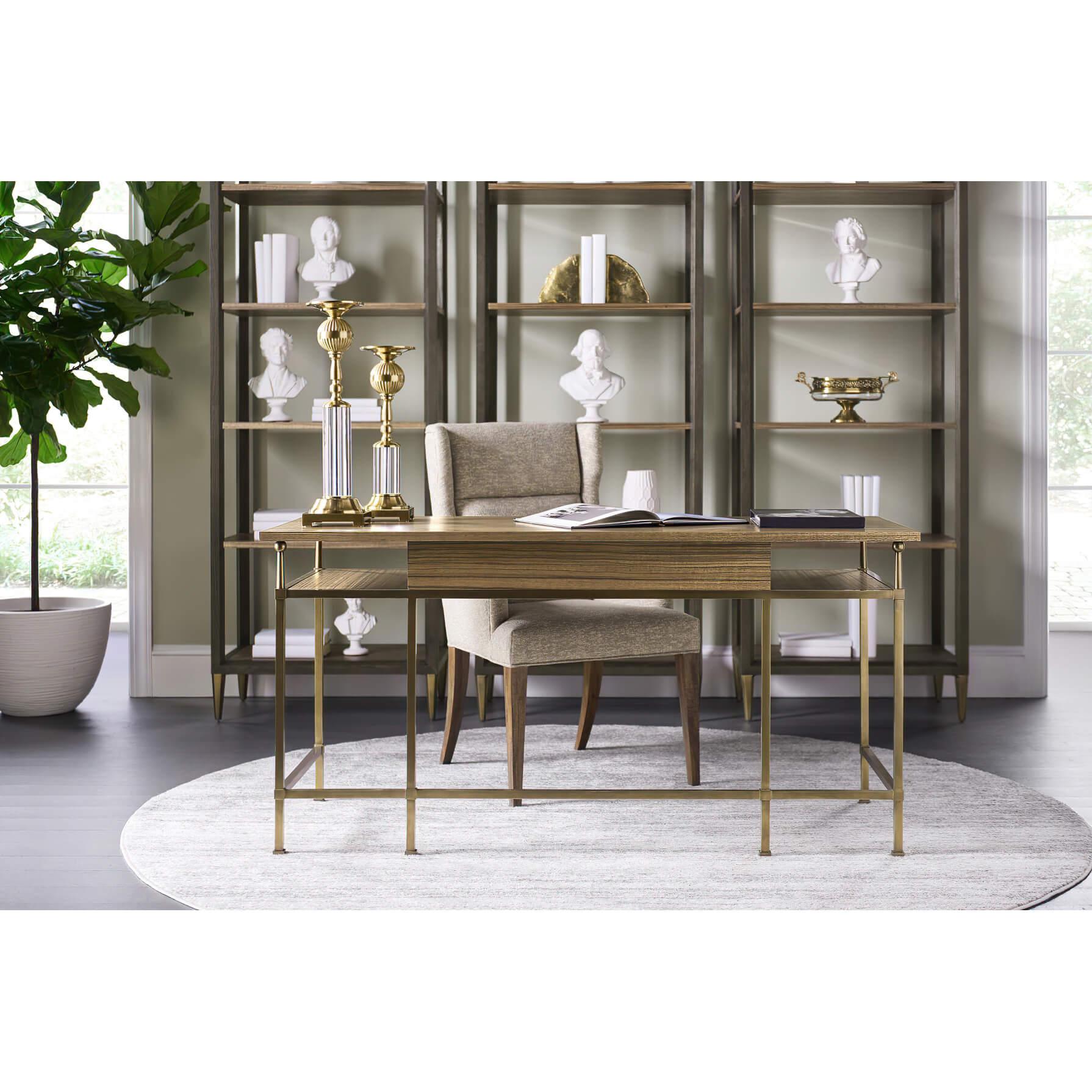 Brass Midcentury Golden Desk For Sale