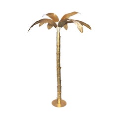 Midcentury Golden Metal Palm Tree Sculpture