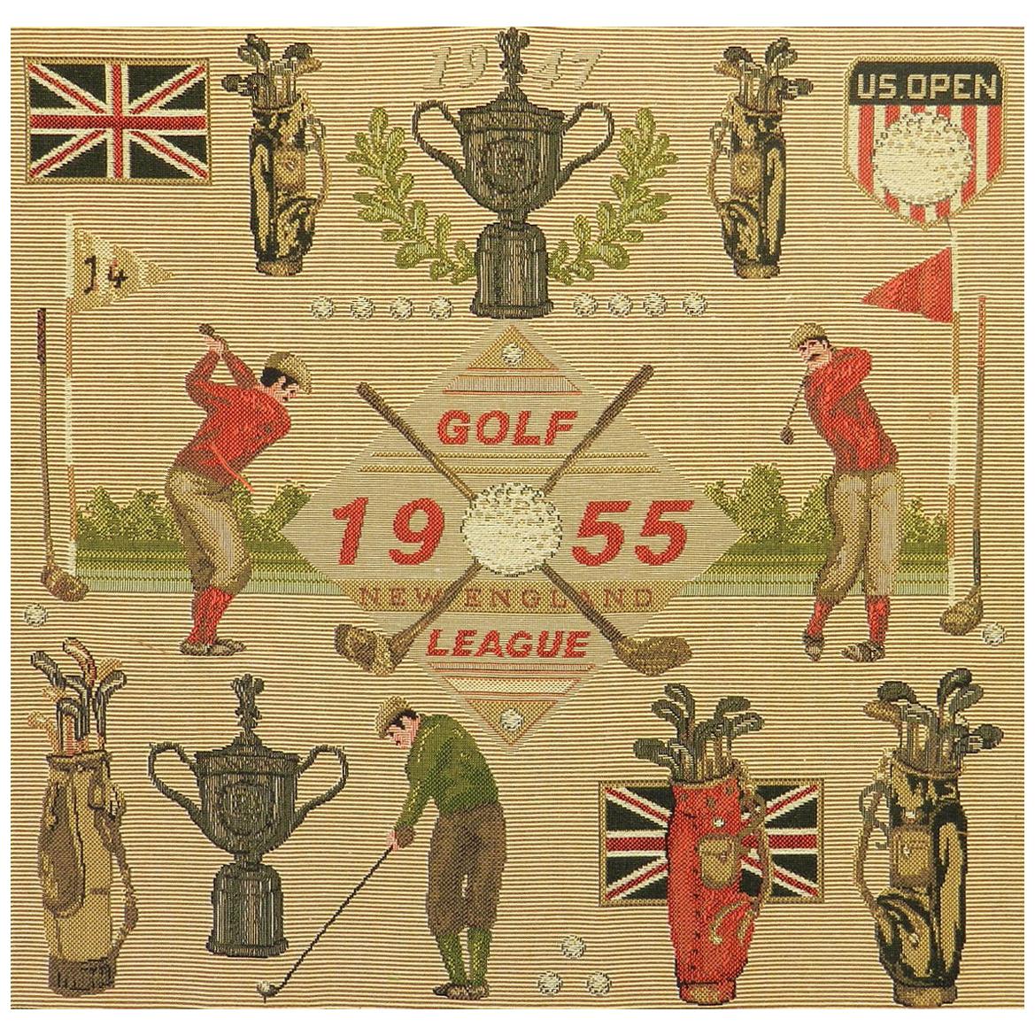 Midcentury Golf US Open Commemorative Picture Tapestry New England League c1955