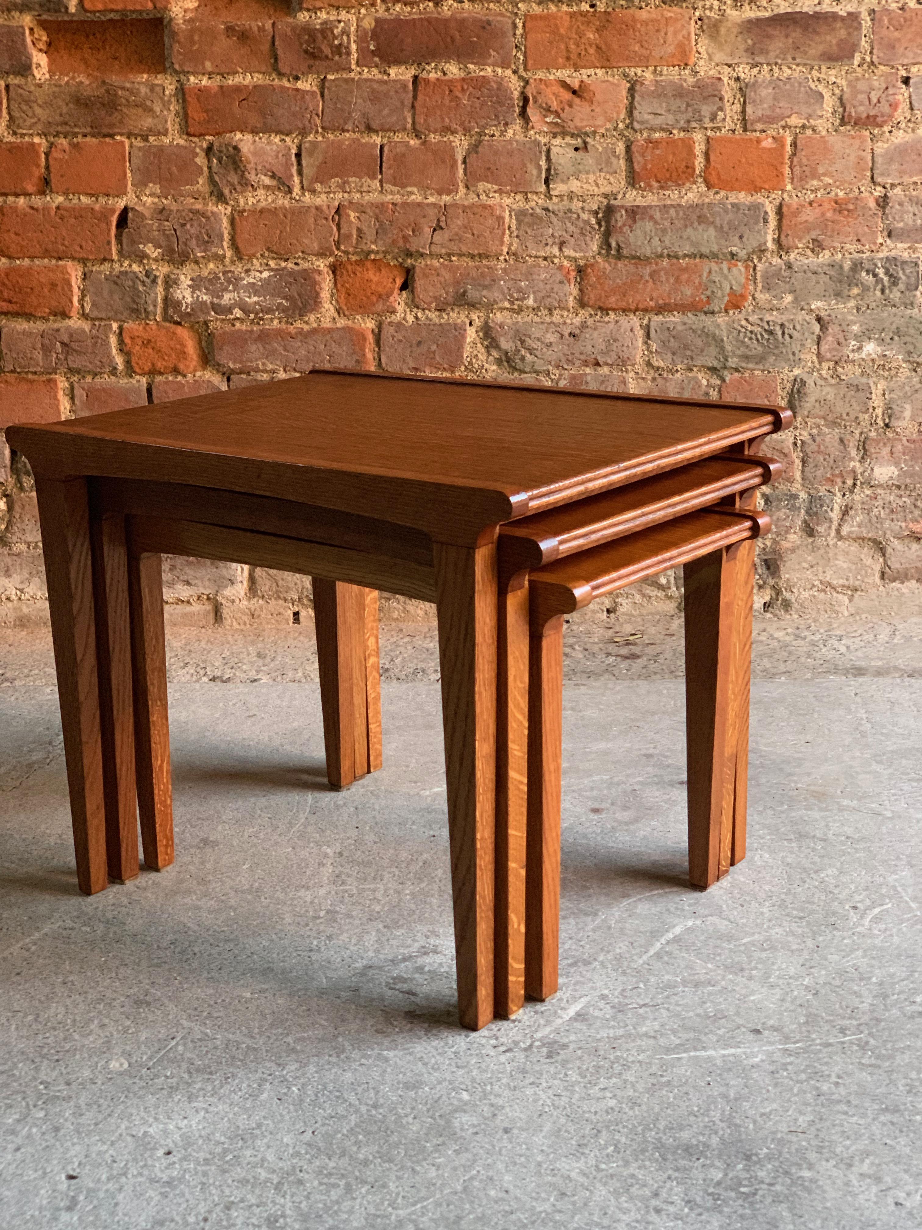 Mid-20th Century Midcentury Gordon Russell Nest of Tables Set of Three Oak, 1950s