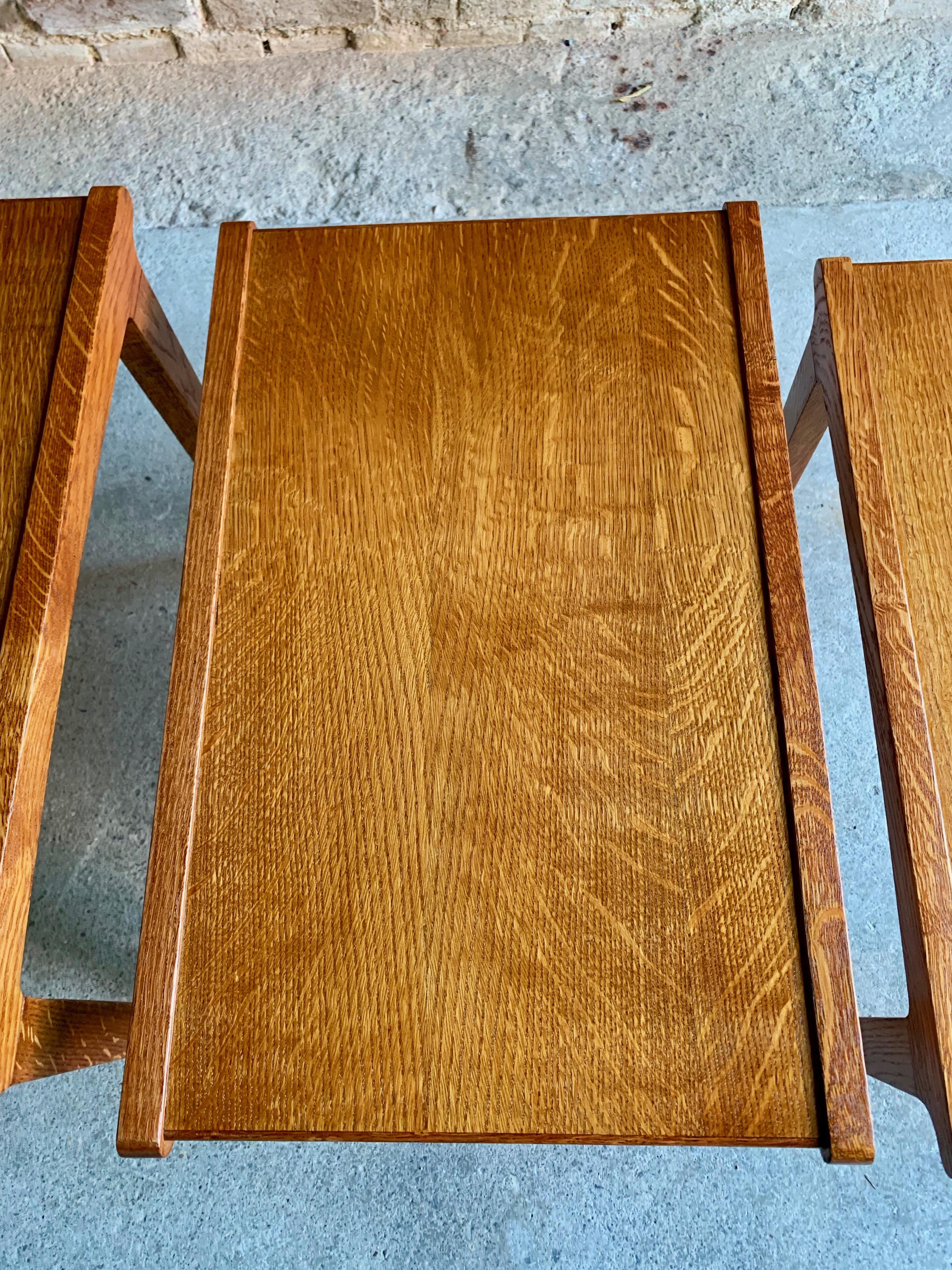 Midcentury Gordon Russell Nest of Tables Set of Three Oak, 1950s 1