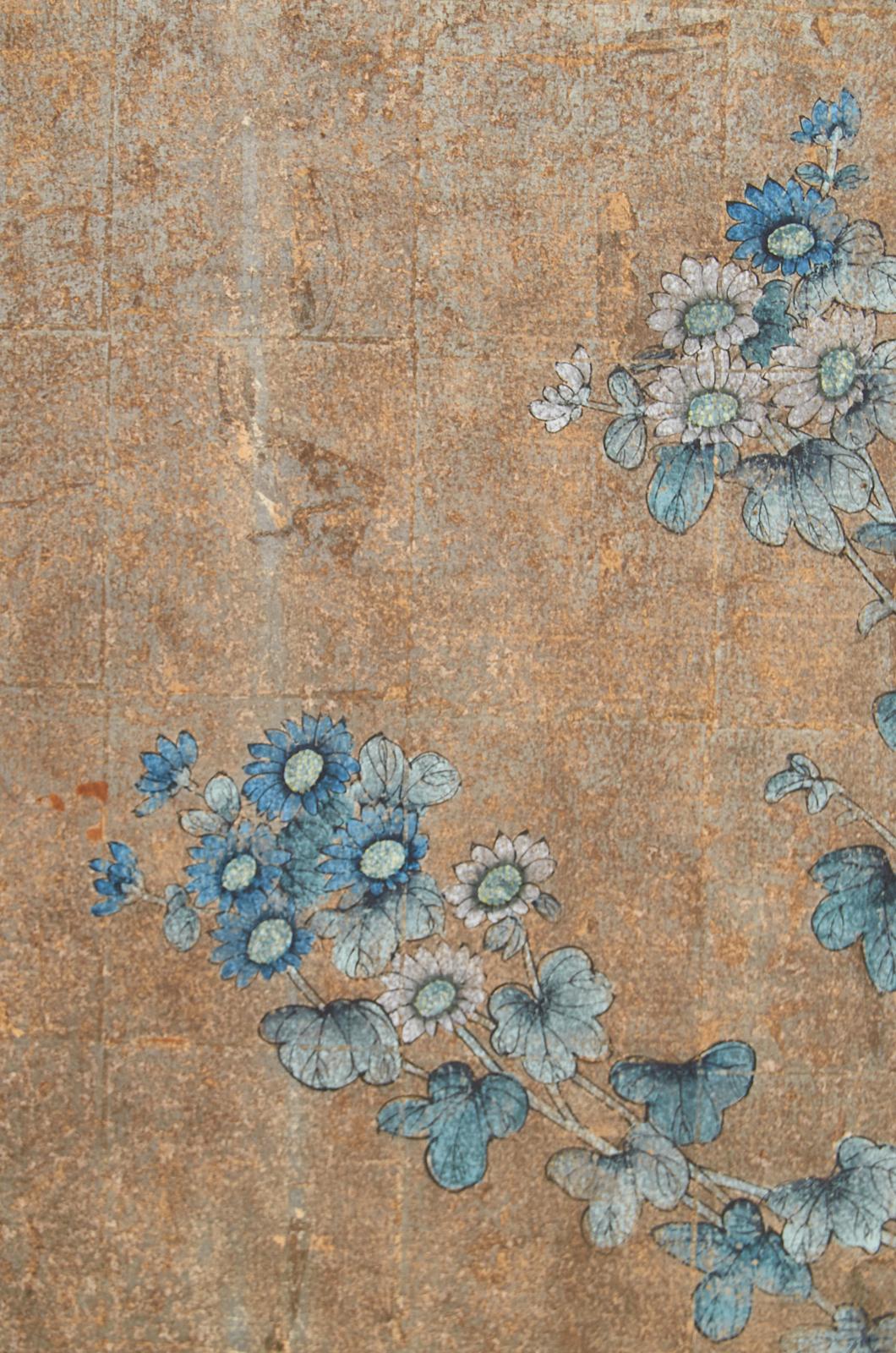 Midcentury Gracie Chinoiserie Style Wallpaper Four Panel Screen 6