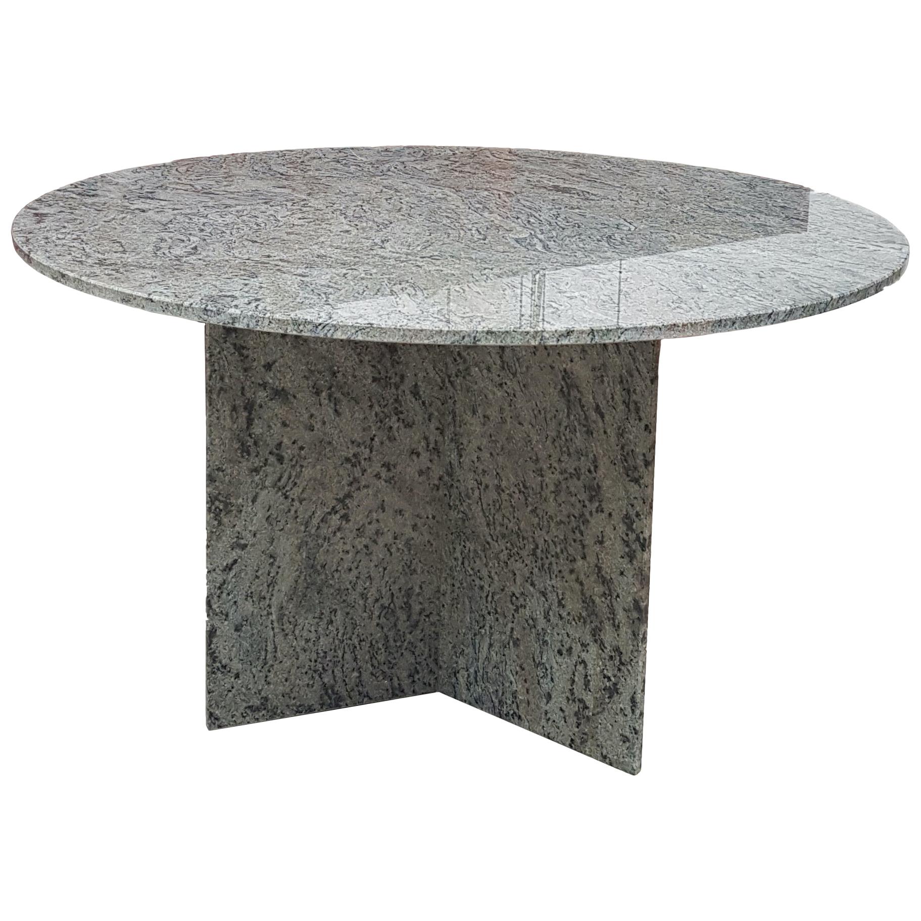 Midcentury Granite Round Dining Table, 1980s