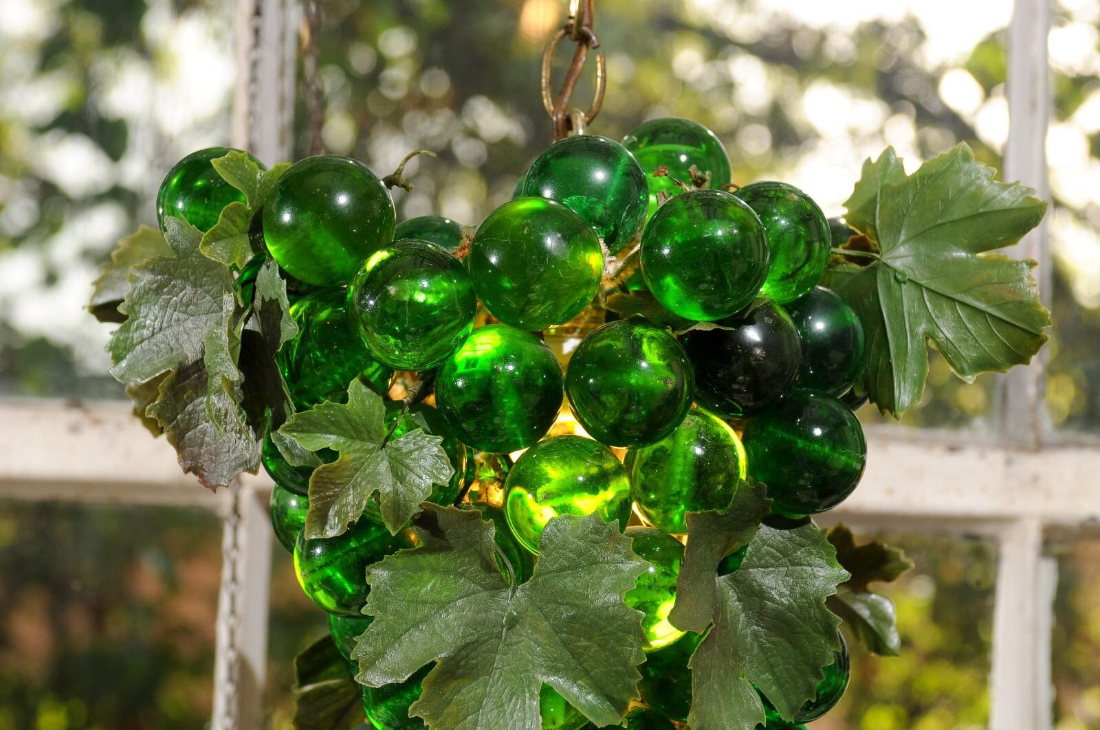 Hollywood Regency Midcentury Grape Cluster Light of Green Lucite