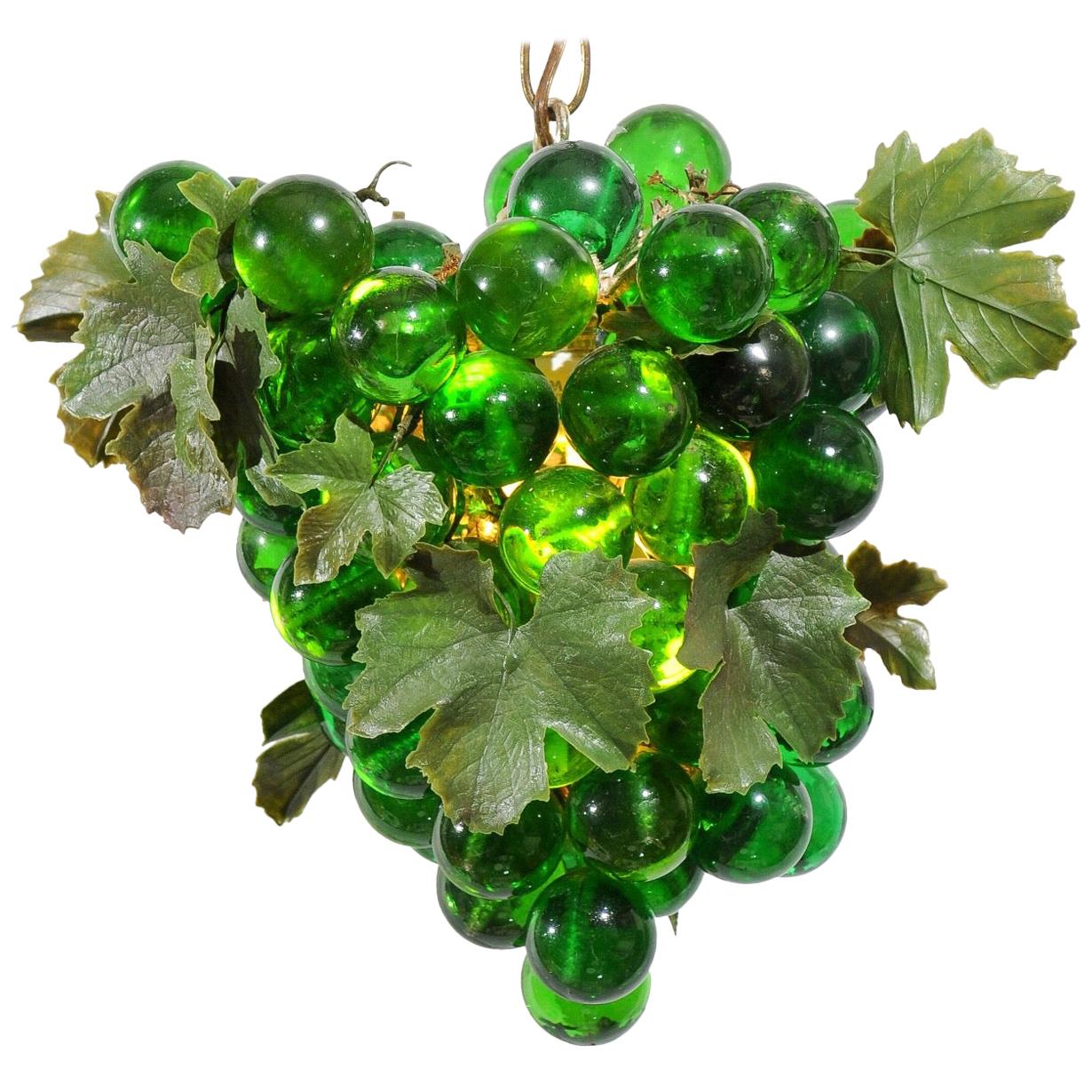Midcentury Grape Cluster Light of Green Lucite