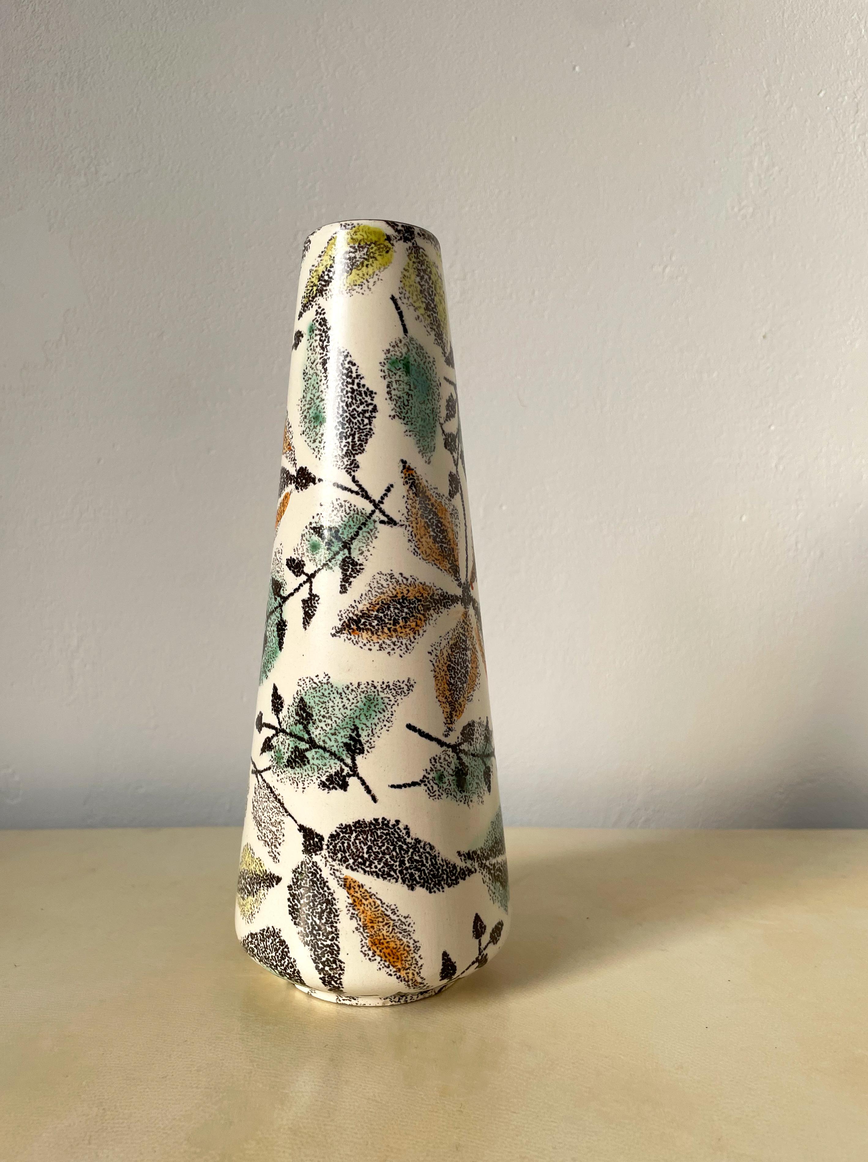 Mid-Century Modern Midcentury Graphic Floral Decor Vase, 1960s For Sale