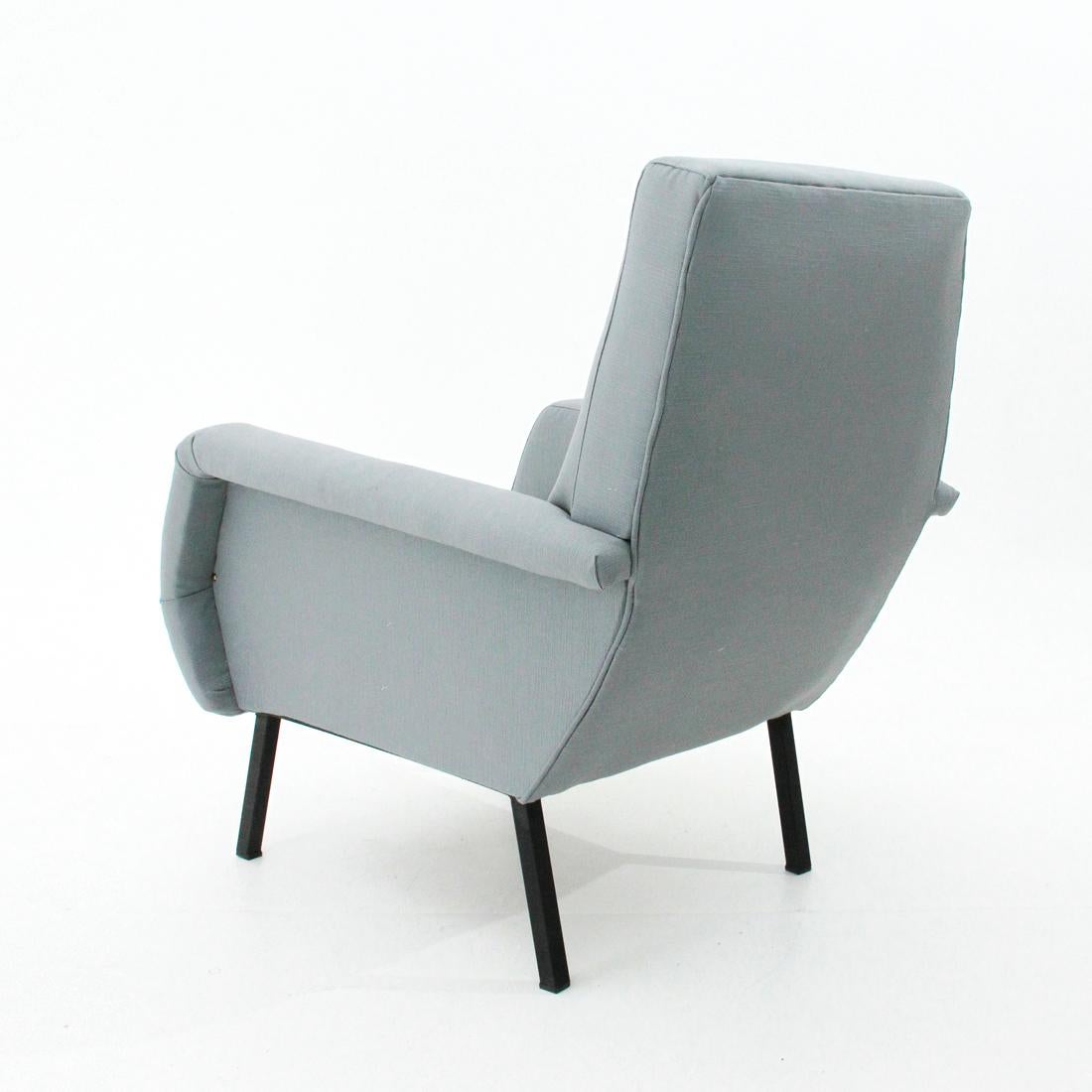 Mid-Century Modern Midcentury Gray Azure Italian Armchair, 1950s For Sale